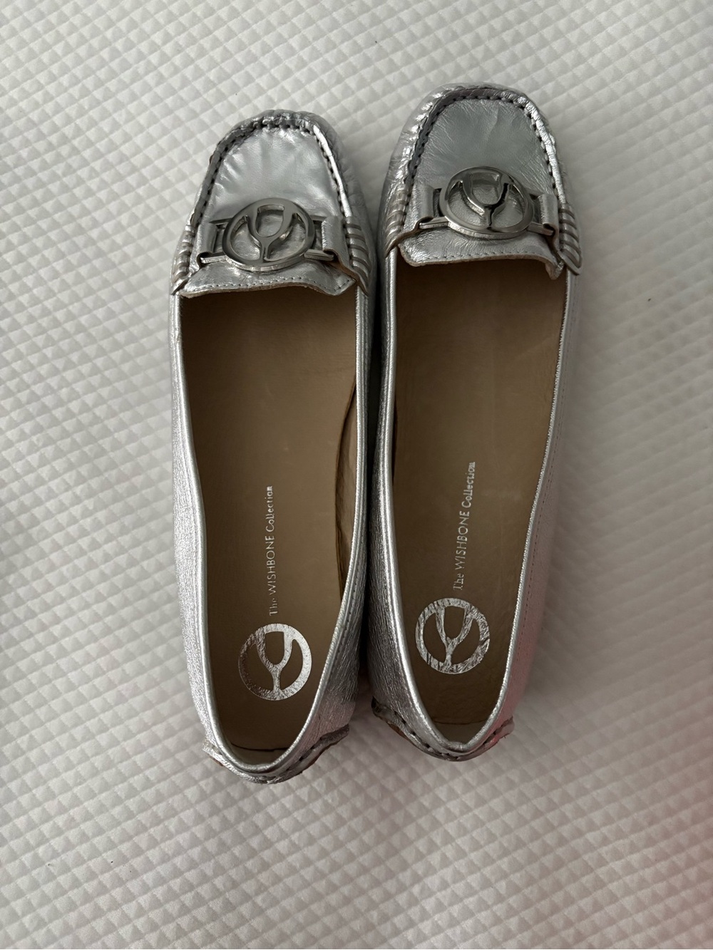 WISHBONE Collection Metallic Silver Driving Loafers